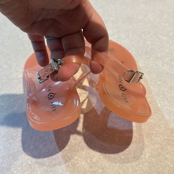 KATY PERRY Pink Jelly T Strap Floral Embellished Sandals - Picture 4 of 4